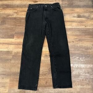 Vintage Wrangler Men's Black Denim Jeans 38x31 Straight Fit 5-Pocket Made in USA